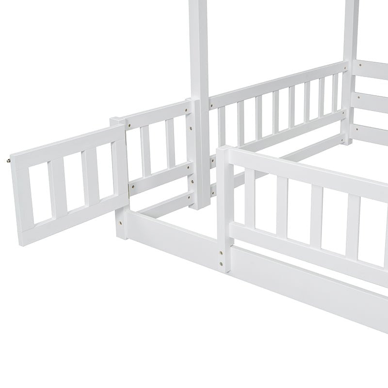 Bellemave® Twin Over Full Pine Solid Wooden Bunk Bed with Slide, Storage Staircase and Safety Guardrails - Bellemave