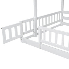 Bellemave® Twin Over Full Pine Solid Wooden Bunk Bed with Slide, Storage Staircase and Safety Guardrails - Bellemave