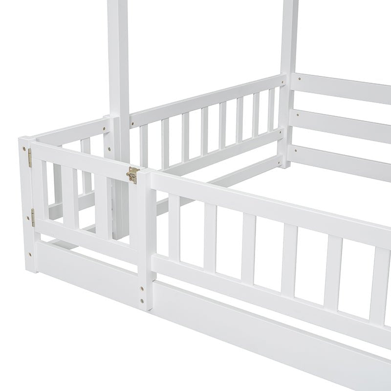 Bellemave® Twin Over Full Pine Solid Wooden Bunk Bed with Slide, Storage Staircase and Safety Guardrails - Bellemave