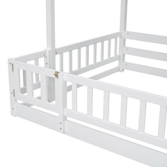 Bellemave® Twin Over Full Pine Solid Wooden Bunk Bed with Slide, Storage Staircase and Safety Guardrails - Bellemave