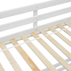 Bellemave® Twin Over Full Pine Solid Wooden Bunk Bed with Slide, Storage Staircase and Safety Guardrails - Bellemave
