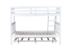 Bellemave® Twin Over Full Rubber Wood Bunk Bed with Twin Size Trundle Bed, Convertible Ladder and Guardrail(Convertible) - Bellemave