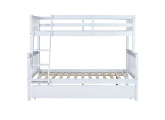 Bellemave® Twin Over Full Rubber Wood Bunk Bed with Twin Size Trundle Bed, Convertible Ladder and Guardrail(Convertible) - Bellemave