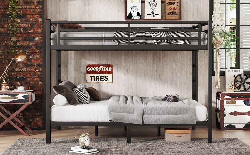 Bellemave® Twin Over Full Size Metal Bunk Bed, Bunk Beds Twin Over Full Size with Full - Length Guardrail and Ladder - Bellemave