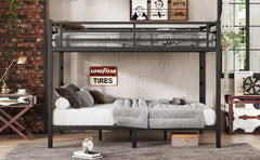 Bellemave® Twin Over Full Size Metal Bunk Bed, Bunk Beds Twin Over Full Size with Full - Length Guardrail and Ladder - Bellemave