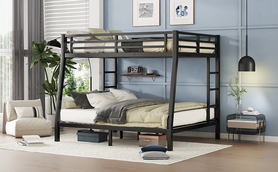 Bellemave® Twin Over Full Size Metal Bunk Bed, Bunk Beds Twin Over Full Size with Full - Length Guardrail and Ladder - Bellemave