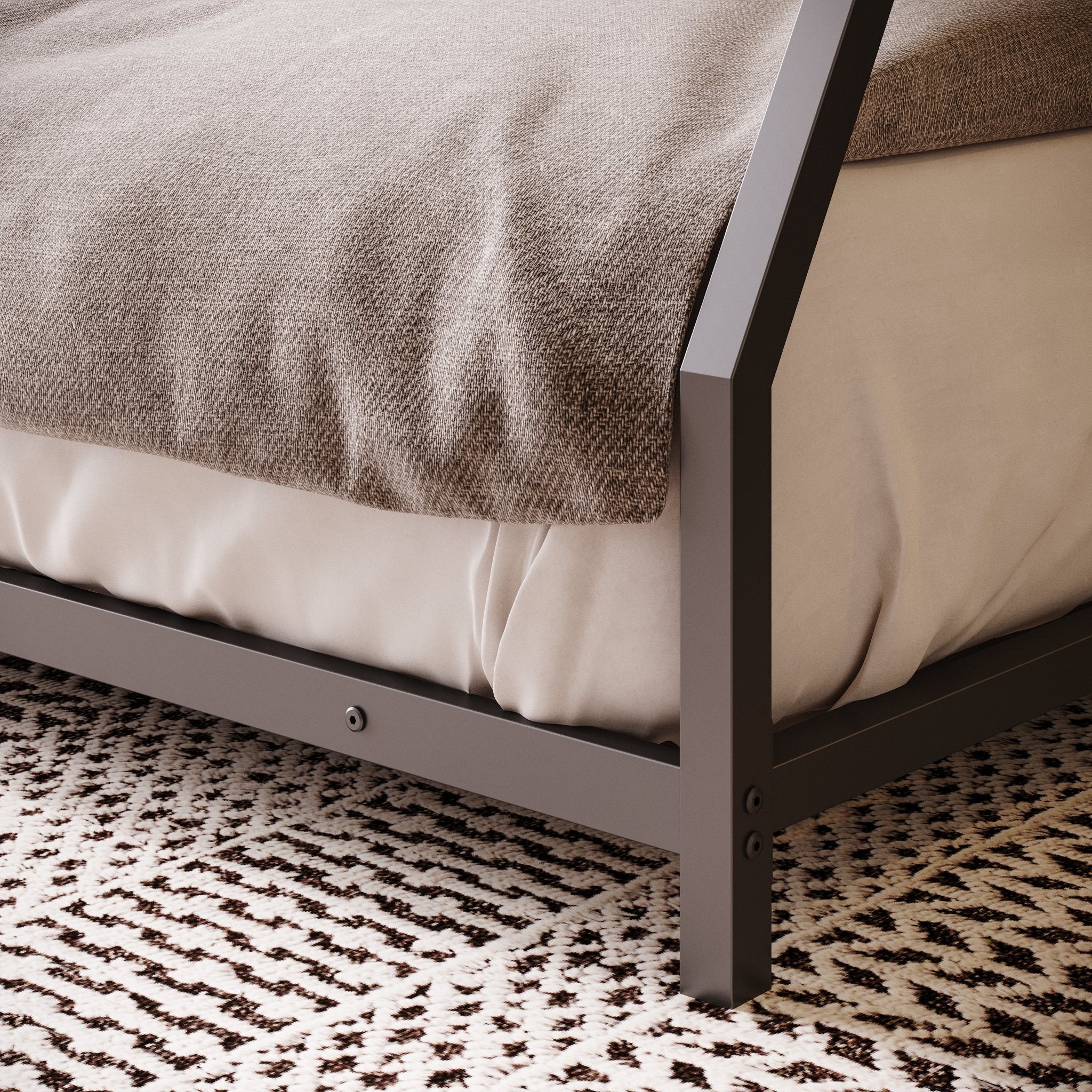 Bellemave® Twin Over Full Size Metal Bunk Bed, Bunk Beds Twin Over Full Size with Full - Length Guardrail and Ladder - Bellemave