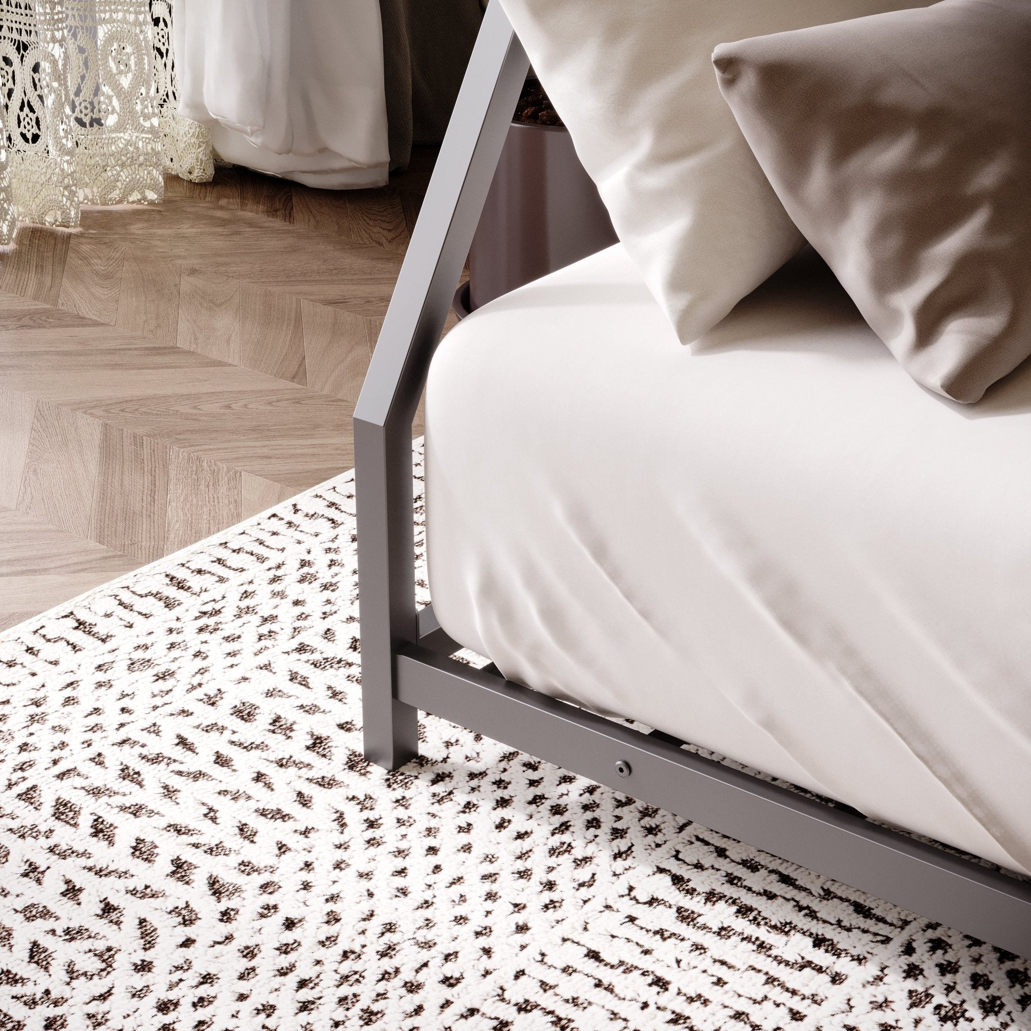 Bellemave® Twin Over Full Size Metal Bunk Bed, Bunk Beds Twin Over Full Size with Full - Length Guardrail and Ladder - Bellemave