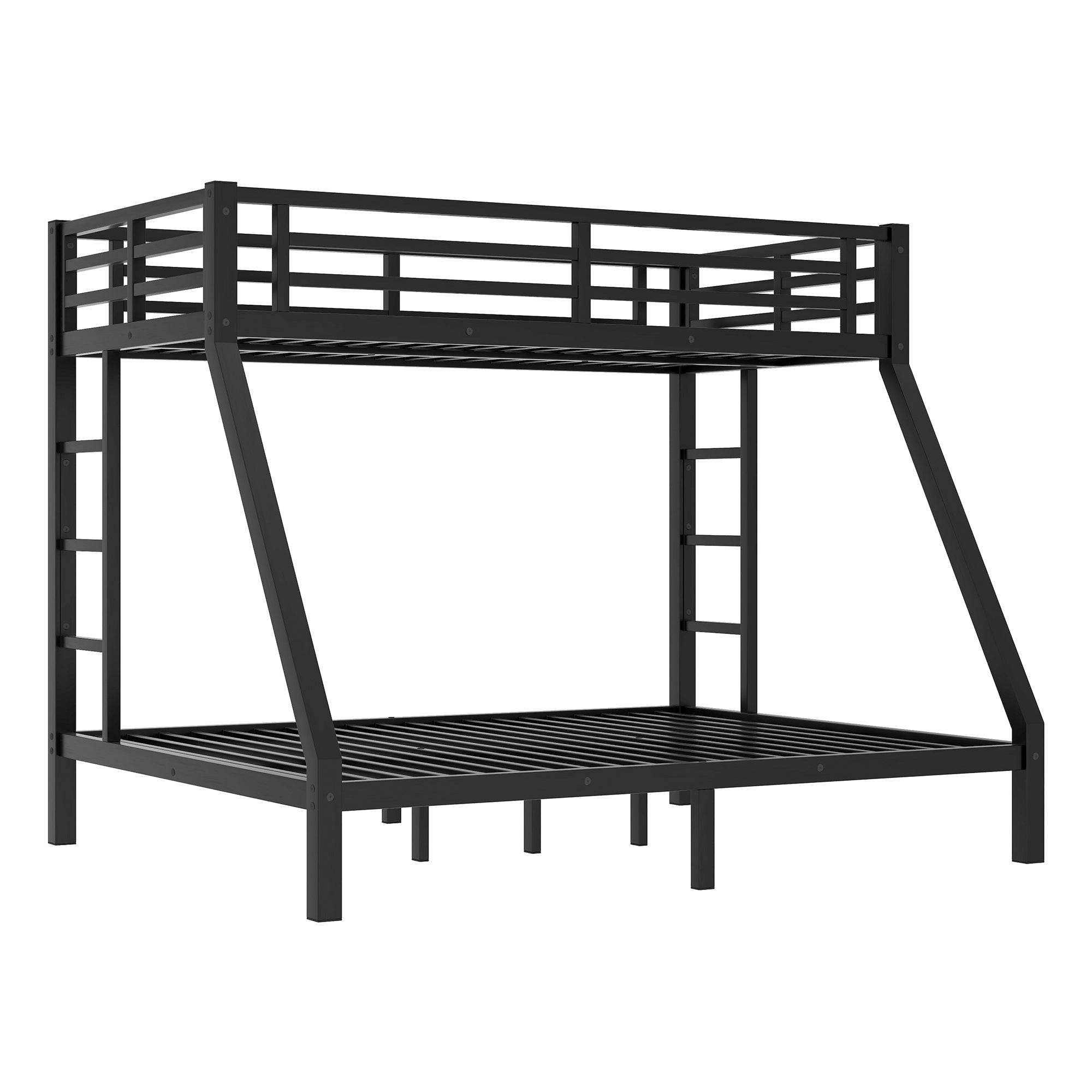Bellemave® Twin Over Full Size Metal Bunk Bed, Bunk Beds Twin Over Full Size with Full - Length Guardrail and Ladder - Bellemave