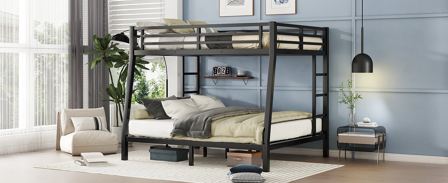 Bellemave® Twin Over Full Size Metal Bunk Bed, Bunk Beds Twin Over Full Size with Full - Length Guardrail and Ladder - Bellemave