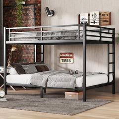 Bellemave® Twin Over Full Size Metal Bunk Bed, Bunk Beds Twin Over Full Size with Full - Length Guardrail and Ladder - Bellemave