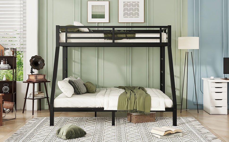 Bellemave® Twin Over Full Size Metal Bunk Bed, Bunk Beds Twin Over Full Size with Full - Length Guardrail and Ladder - Bellemave