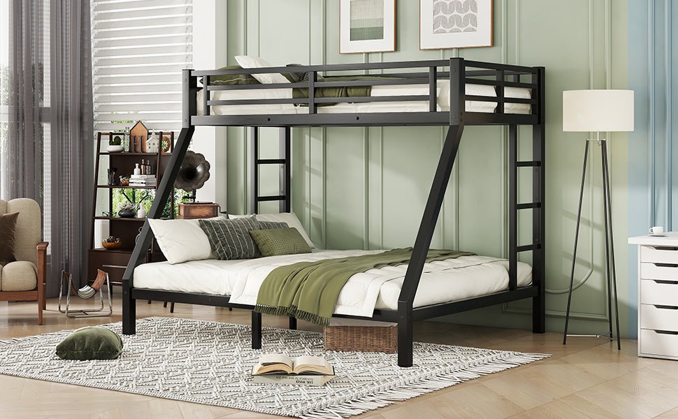 Bellemave® Twin Over Full Size Metal Bunk Bed, Bunk Beds Twin Over Full Size with Full - Length Guardrail and Ladder - Bellemave