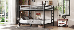 Bellemave® Twin Over Full Size Metal Bunk Bed, Bunk Beds Twin Over Full Size with Full - Length Guardrail and Ladder - Bellemave