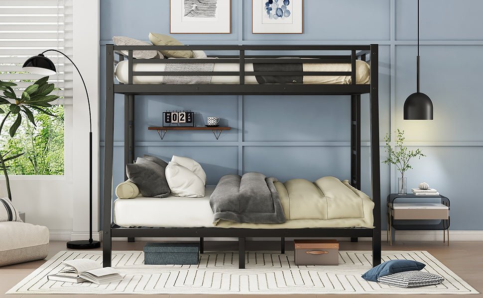 Bellemave® Twin Over Full Size Metal Bunk Bed, Bunk Beds Twin Over Full Size with Full - Length Guardrail and Ladder - Bellemave