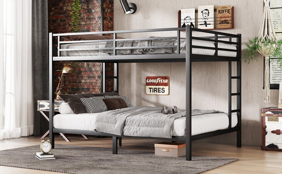 Bellemave® Twin Over Full Size Metal Bunk Bed, Bunk Beds Twin Over Full Size with Full - Length Guardrail and Ladder - Bellemave