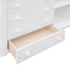 Bellemave® Twin over Full Wooden Bunk Bed with 6 Drawers and Flexible Shelves,Bottom Bed with Wheels - Bellemave