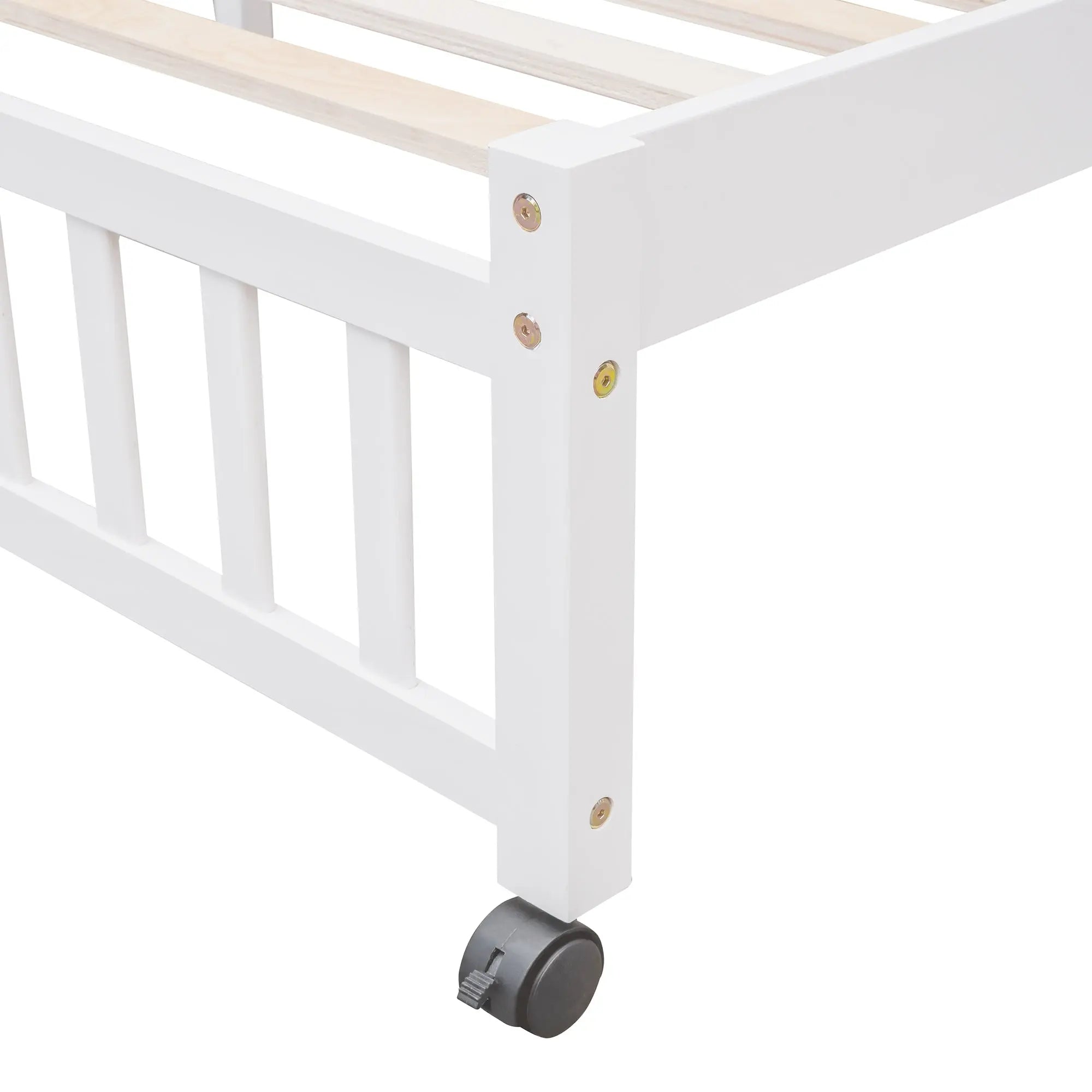 Bellemave® Twin over Full Wooden Bunk Bed with 6 Drawers and Flexible Shelves,Bottom Bed with Wheels - Bellemave