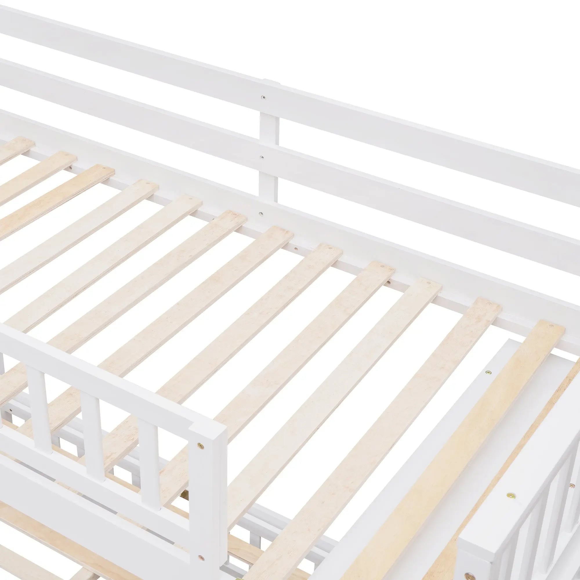 Bellemave® Twin over Full Wooden Bunk Bed with 6 Drawers and Flexible Shelves,Bottom Bed with Wheels - Bellemave