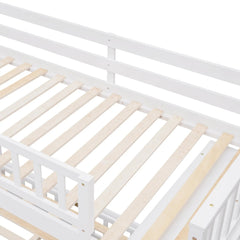 Bellemave® Twin over Full Wooden Bunk Bed with 6 Drawers and Flexible Shelves,Bottom Bed with Wheels - Bellemave