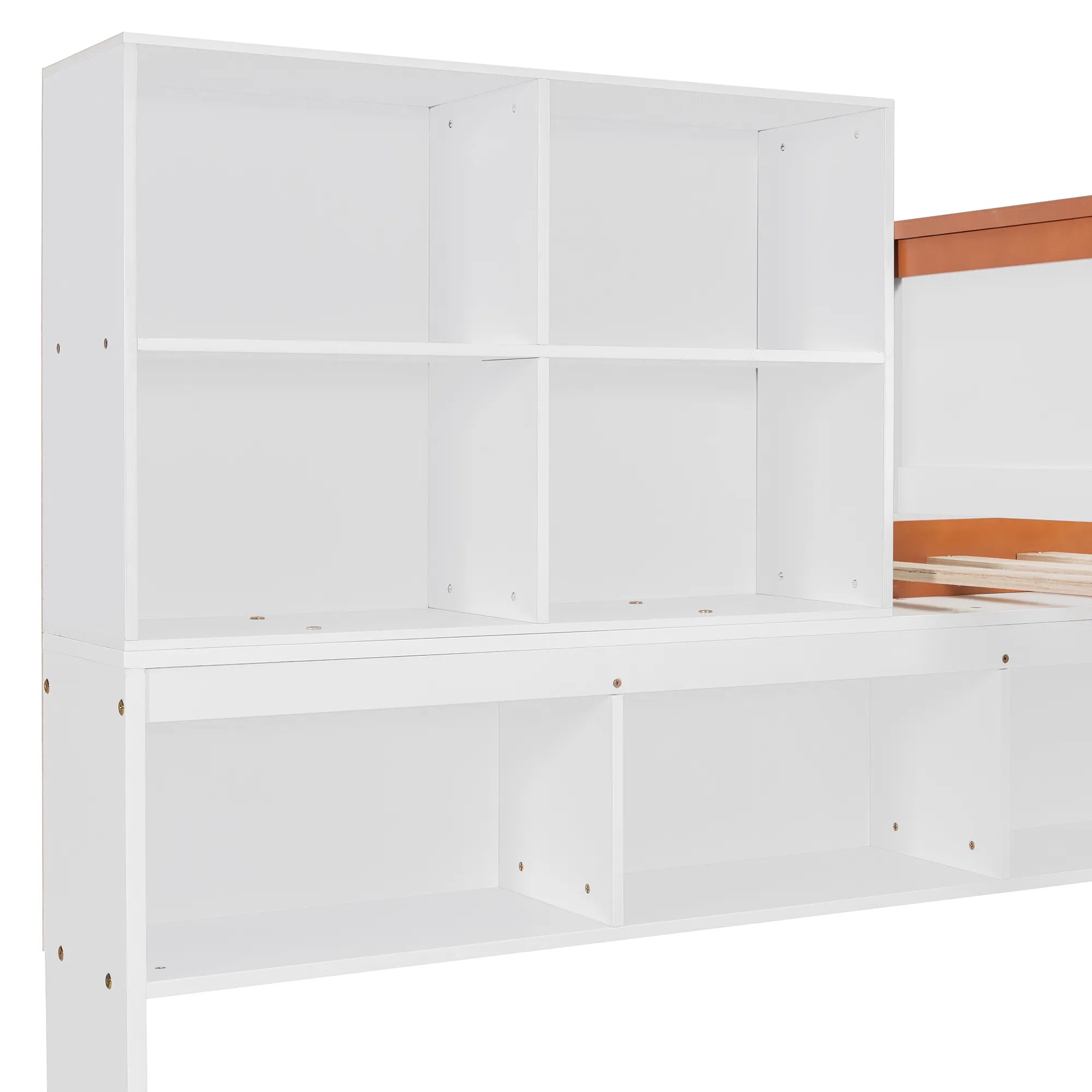 Bellemave® Twin Over Full Wooden Bunk Bed with Wardrobe, Drawers, Shelves and LED Light - Bellemave