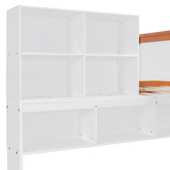 Bellemave® Twin Over Full Wooden Bunk Bed with Wardrobe, Drawers, Shelves and LED Light - Bellemave