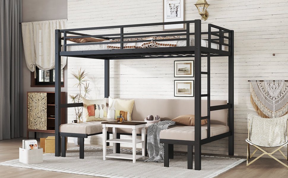 Bellemave® Twin Over Futon bunk Bed, Futon bunk Bed, loft Bed with futon, No Box Spring Needed, Black - Bellemave