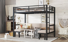 Bellemave® Twin Over Futon bunk Bed, Futon bunk Bed, loft Bed with futon, No Box Spring Needed, Black - Bellemave