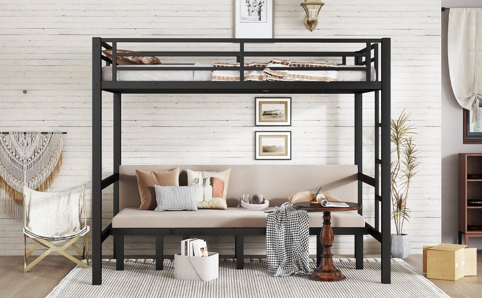 Bellemave® Twin Over Futon bunk Bed, Futon bunk Bed, loft Bed with futon, No Box Spring Needed, Black - Bellemave