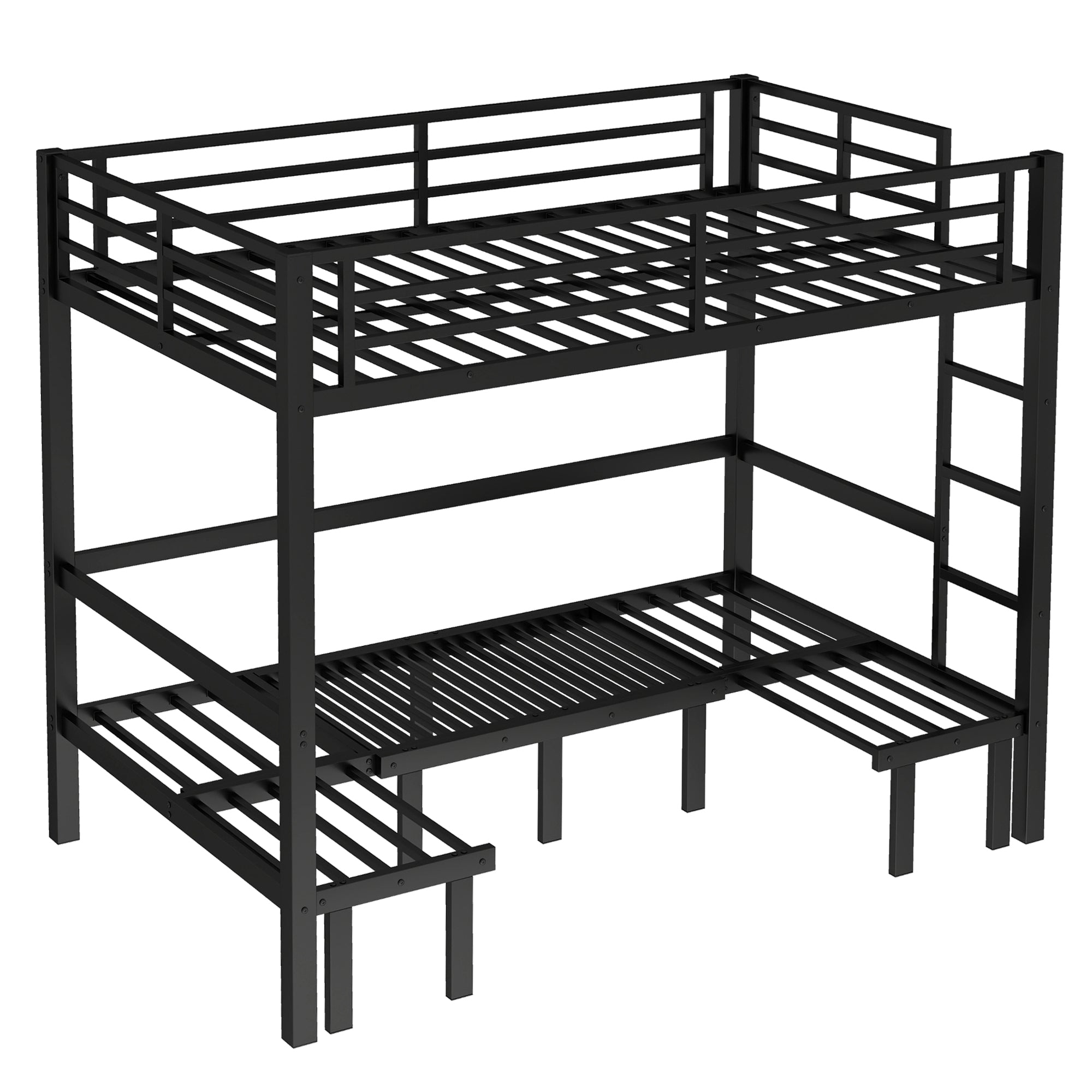 Bellemave® Twin Over Futon bunk Bed, Futon bunk Bed, loft Bed with futon, No Box Spring Needed, Black - Bellemave