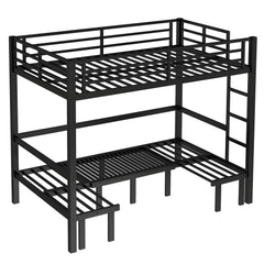 Bellemave® Twin Over Futon bunk Bed, Futon bunk Bed, loft Bed with futon, No Box Spring Needed, Black - Bellemave