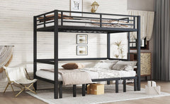 Bellemave® Twin Over Futon bunk Bed, Futon bunk Bed, loft Bed with futon, No Box Spring Needed, Black - Bellemave