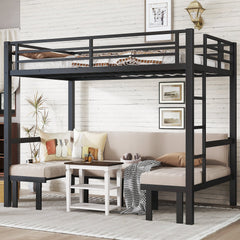 Bellemave® Twin Over Futon bunk Bed, Futon bunk Bed, loft Bed with futon, No Box Spring Needed, Black - Bellemave