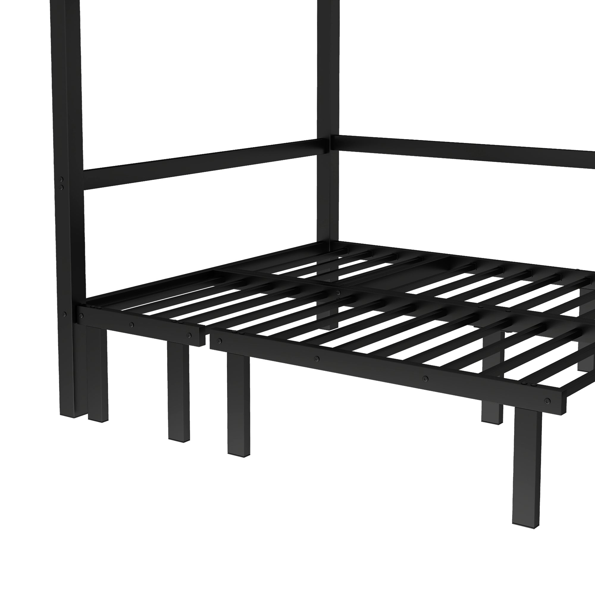 Bellemave® Twin Over Futon bunk Bed, Futon bunk Bed, loft Bed with futon, No Box Spring Needed, Black - Bellemave