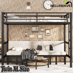 Bellemave® Twin Over Futon bunk Bed, Futon bunk Bed, loft Bed with futon, No Box Spring Needed, Black - Bellemave