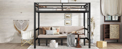 Bellemave® Twin Over Futon bunk Bed, Futon bunk Bed, loft Bed with futon, No Box Spring Needed, Black - Bellemave