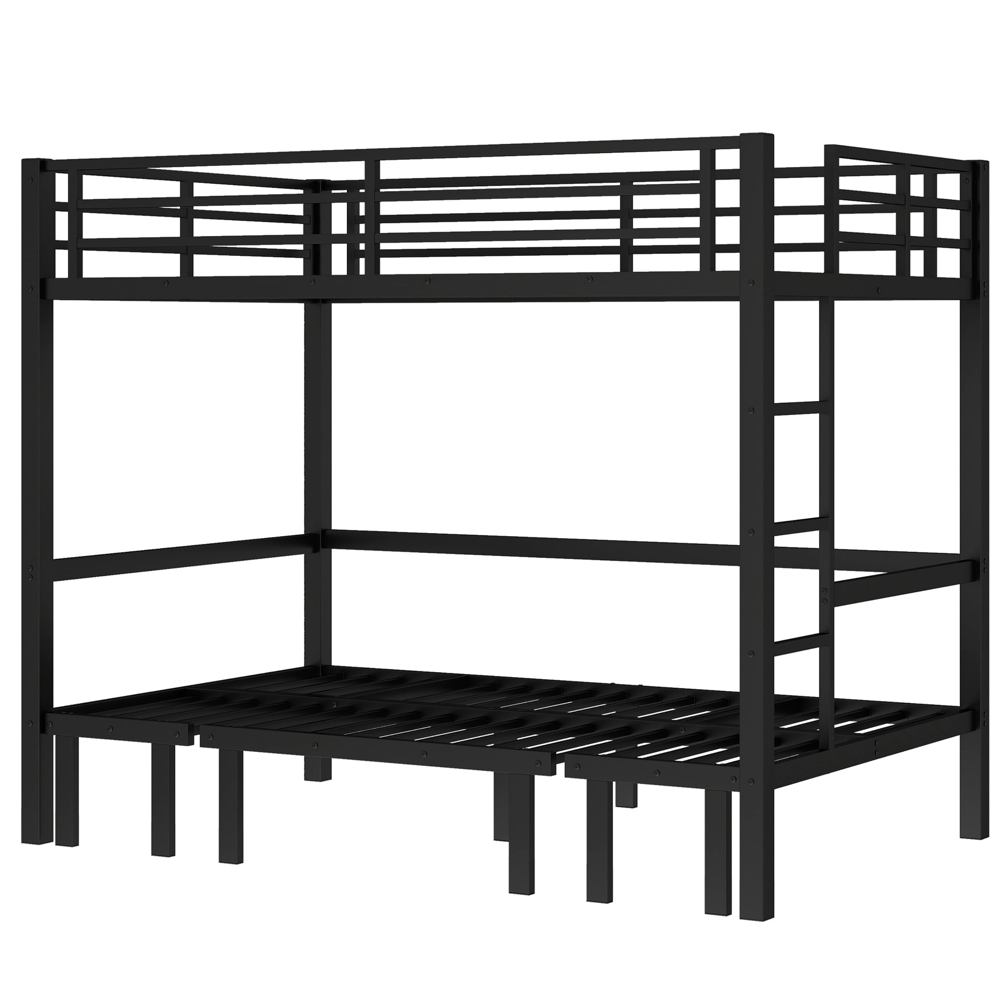 Bellemave® Twin Over Futon bunk Bed, Futon bunk Bed, loft Bed with futon, No Box Spring Needed, Black - Bellemave