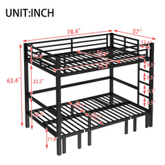 Bellemave® Twin Over Futon bunk Bed, Futon bunk Bed, loft Bed with futon, No Box Spring Needed, Black - Bellemave