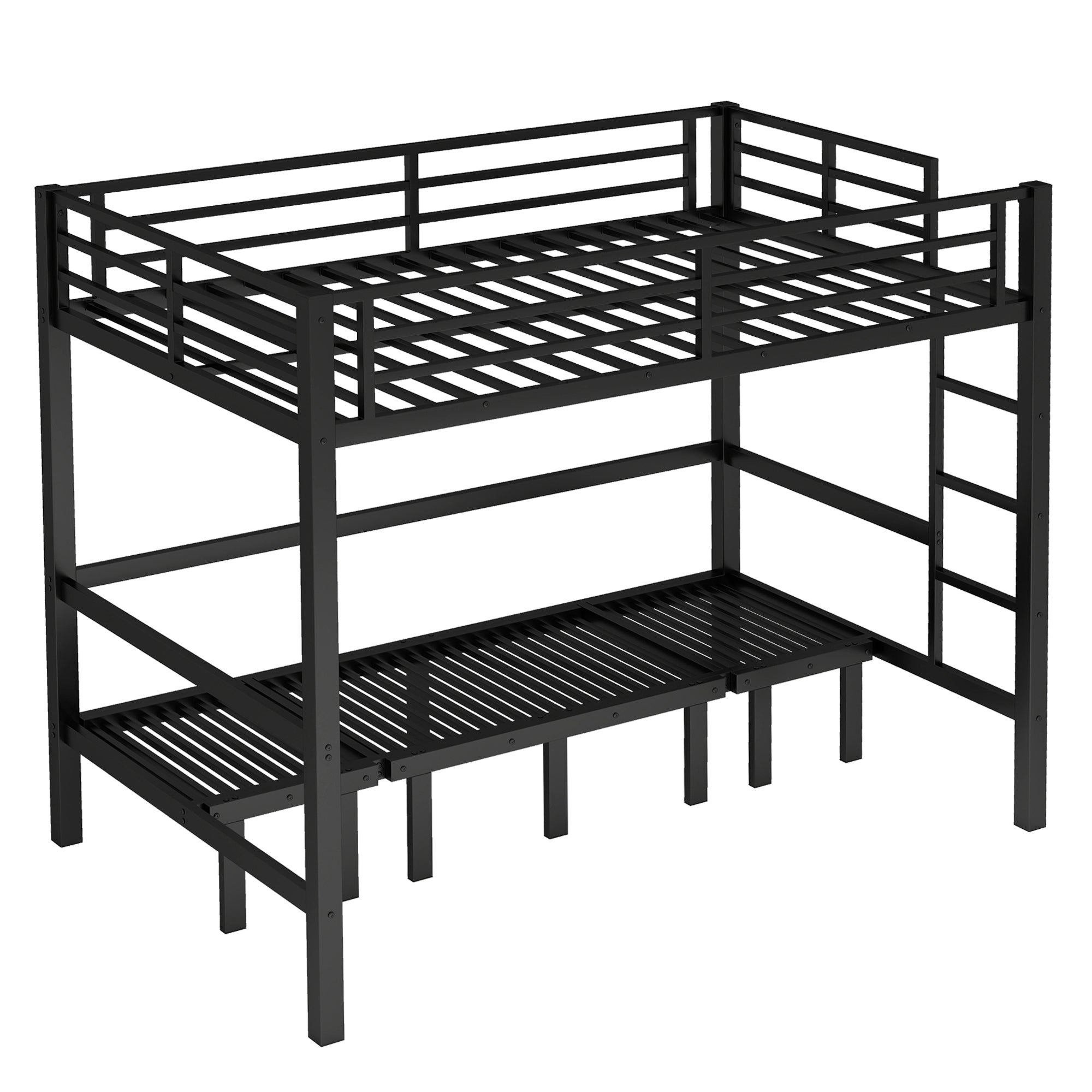 Bellemave® Twin Over Futon bunk Bed, Futon bunk Bed, loft Bed with futon, No Box Spring Needed, Black - Bellemave