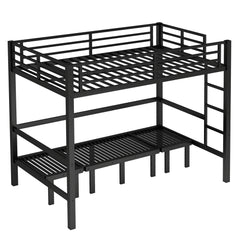 Bellemave® Twin Over Futon bunk Bed, Futon bunk Bed, loft Bed with futon, No Box Spring Needed, Black - Bellemave