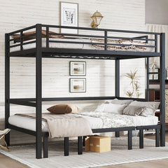 Bellemave® Twin Over Futon bunk Bed, Futon bunk Bed, loft Bed with futon, No Box Spring Needed, Black - Bellemave