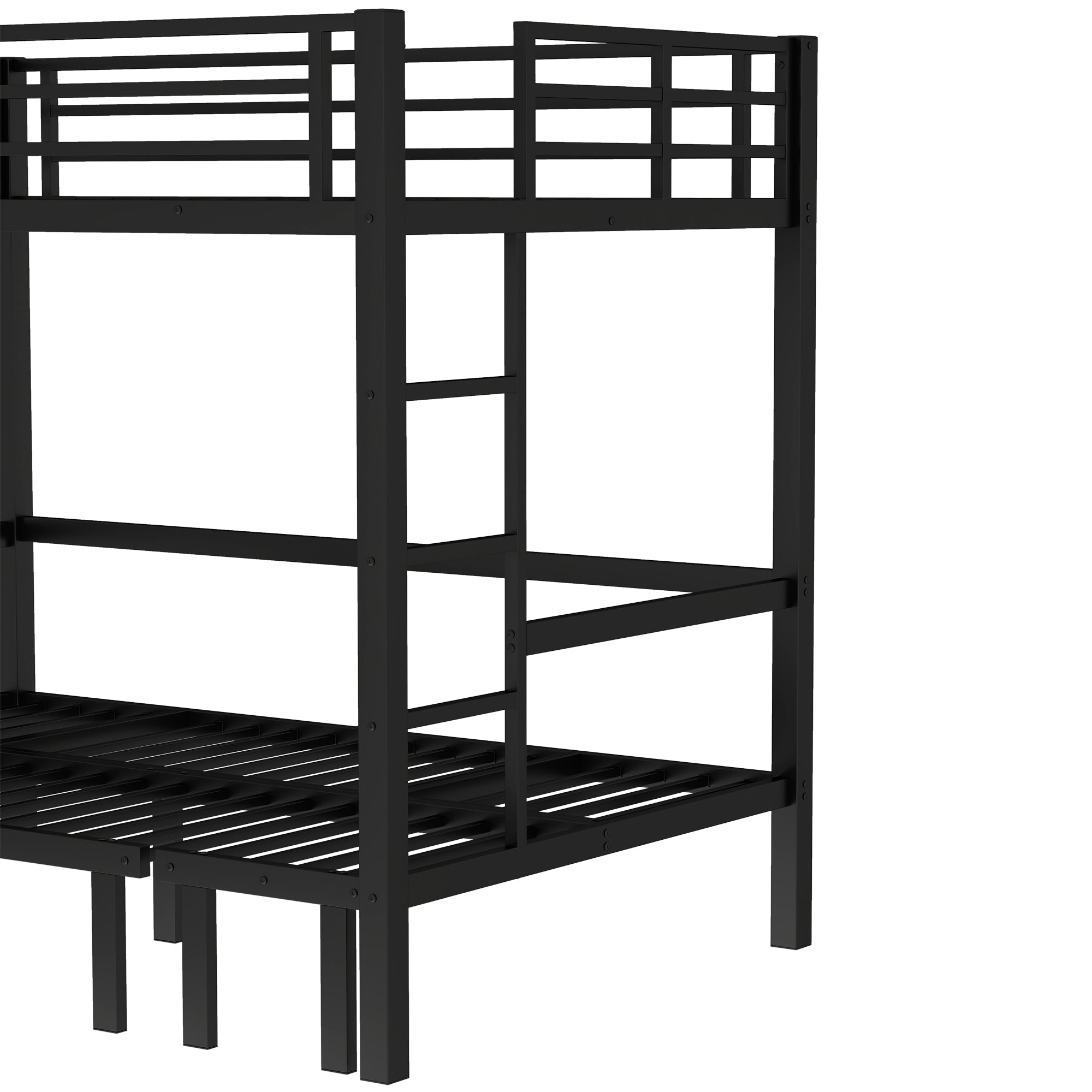Bellemave® Twin Over Futon bunk Bed, Futon bunk Bed, loft Bed with futon, No Box Spring Needed, Black - Bellemave