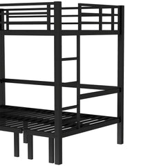 Bellemave® Twin Over Futon bunk Bed, Futon bunk Bed, loft Bed with futon, No Box Spring Needed, Black - Bellemave