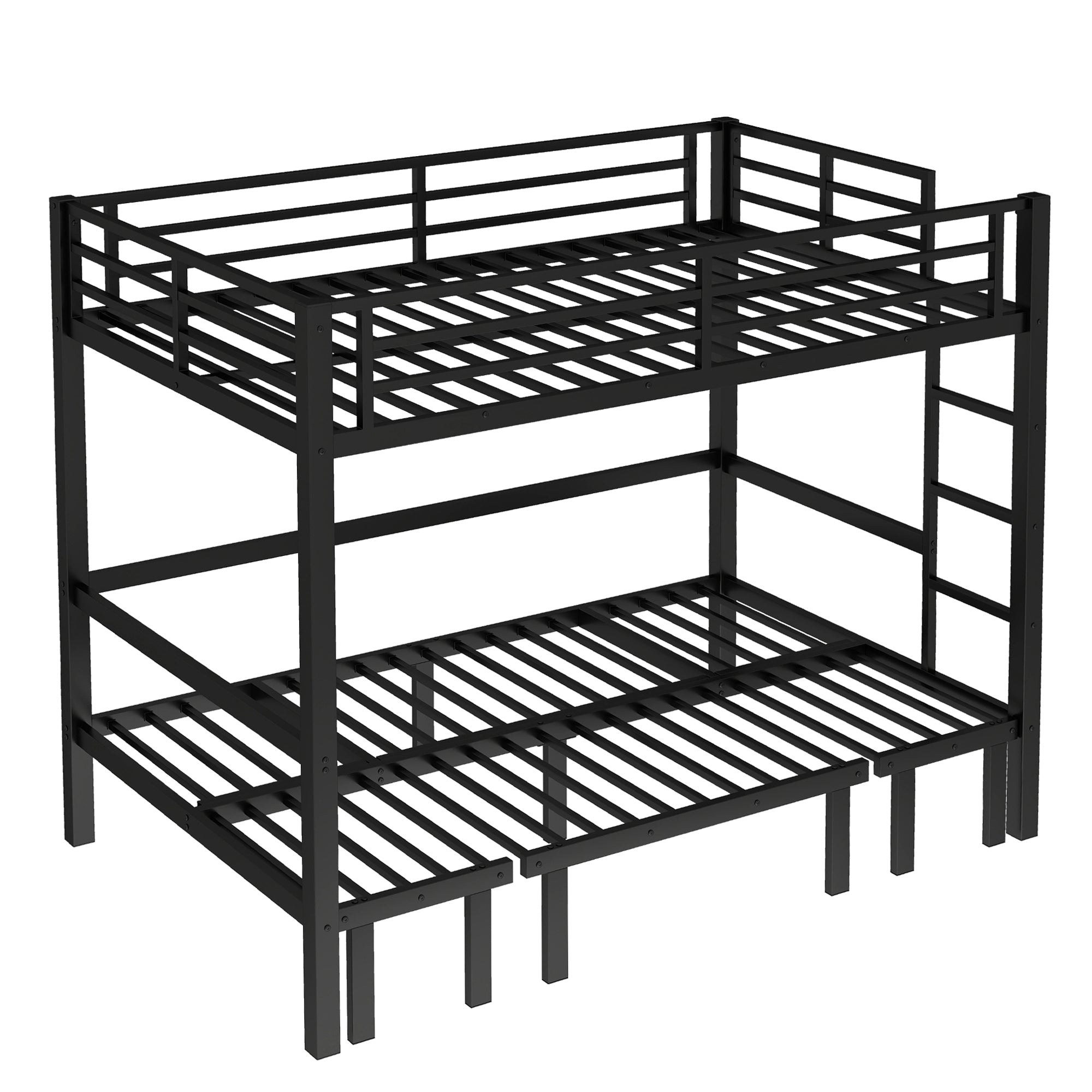 Bellemave® Twin Over Futon bunk Bed, Futon bunk Bed, loft Bed with futon, No Box Spring Needed, Black - Bellemave