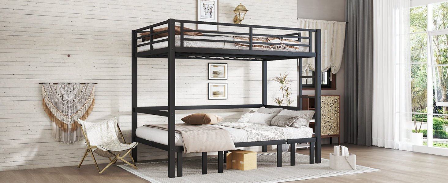 Bellemave® Twin Over Futon bunk Bed, Futon bunk Bed, loft Bed with futon, No Box Spring Needed, Black - Bellemave