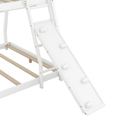 Bellemave® Twin over Queen House Bunk Bed with Climbing Nets and Climbing Ramp - Bellemave