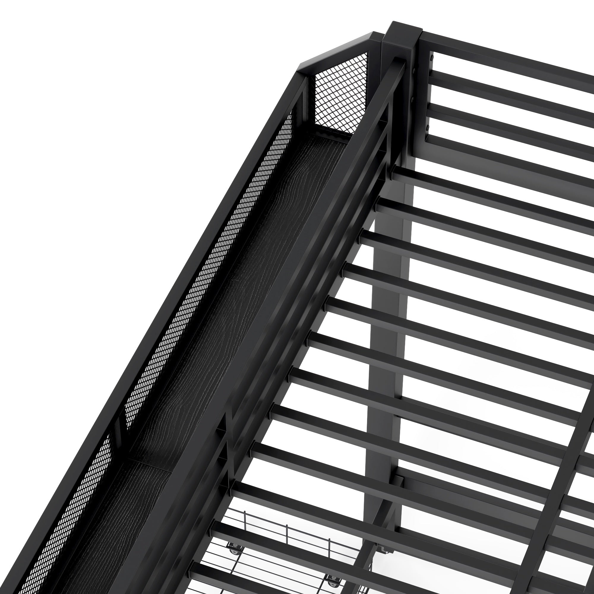 Bellemave® Twin Over Twin Bunk Bed with 2 Drawers, Shelves, LED Lights & USB Ports, the Lower Can be Converted into Sofa, Black - Bellemave