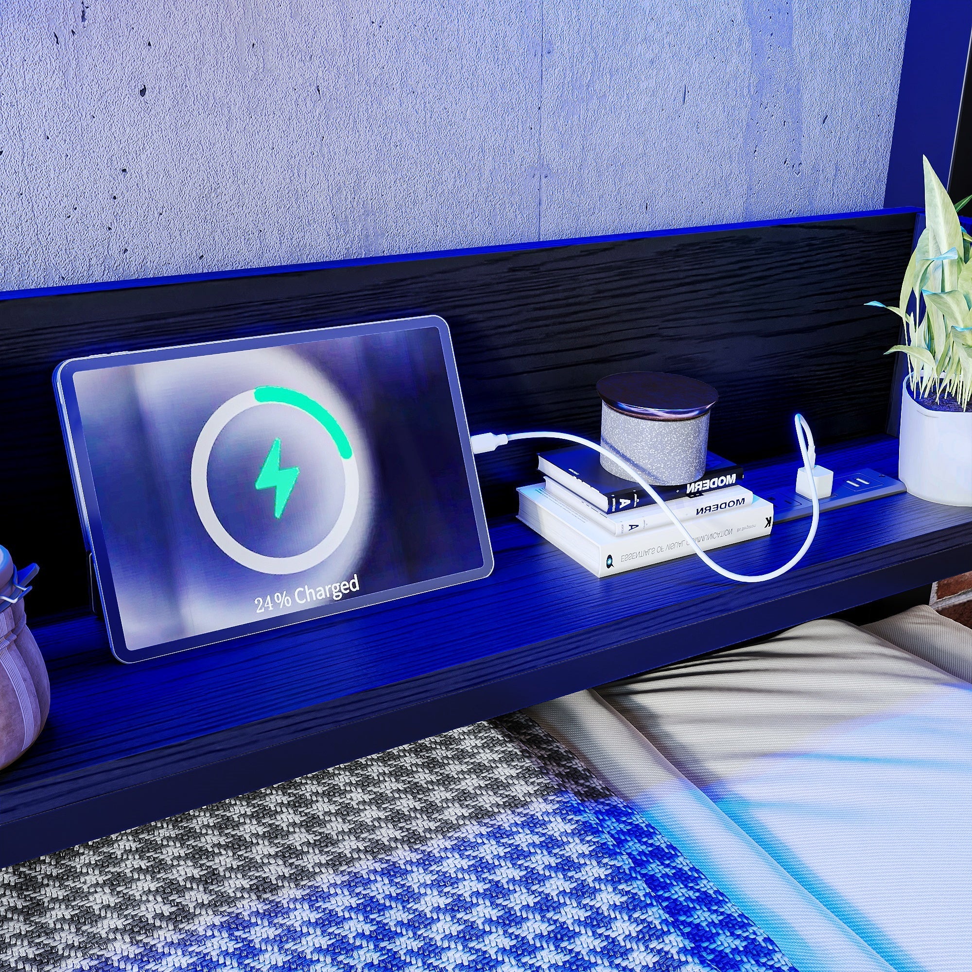 Bellemave® Twin Over Twin Bunk Bed with 2 Drawers, Shelves, LED Lights & USB Ports, the Lower Can be Converted into Sofa, Black - Bellemave