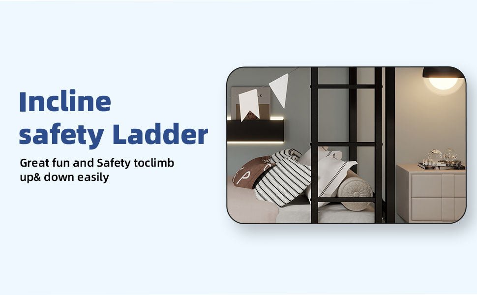 Bellemave® Twin Over Twin Bunk Bed with Ladder, High Guardrail & Slats - Bellemave