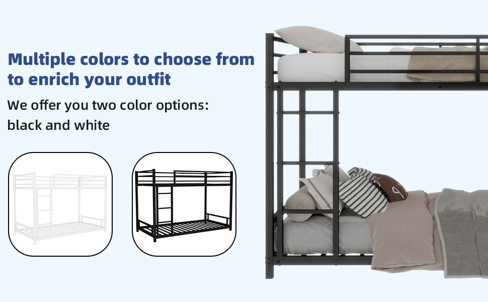 Bellemave® Twin Over Twin Bunk Bed with Ladder, High Guardrail & Slats - Bellemave
